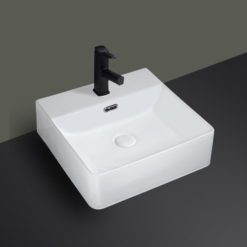 WinZo White Ceramic Square Vessel Bathroom Sink with Overflow Wayfair.ca